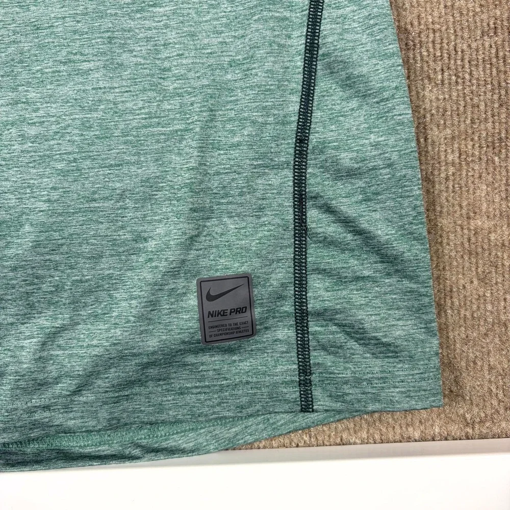 Nike Dri Fit Fitted Training T-Shirt Mens Small Heather Green Logo Raglan Sleeve